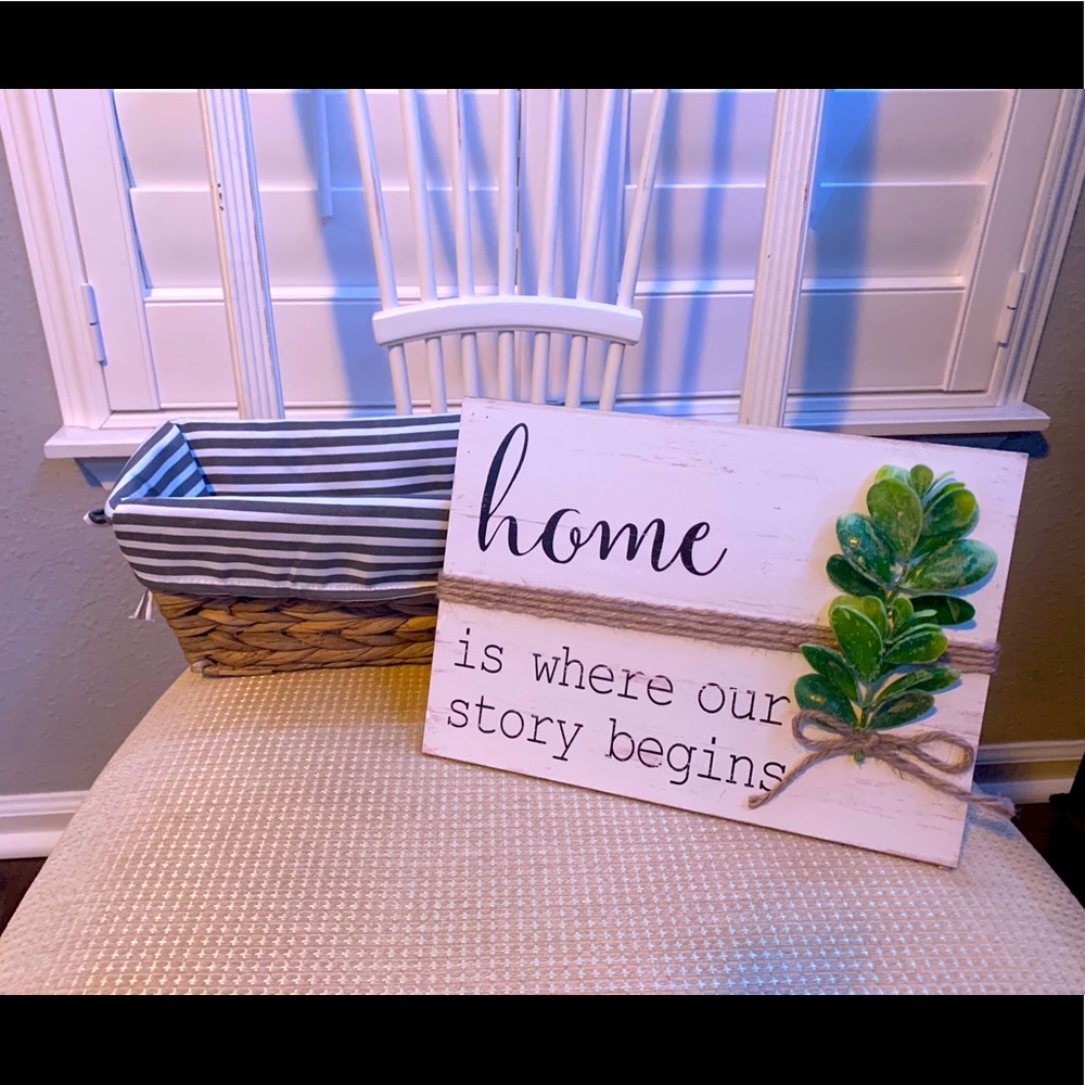 Farmhouse Decor Home Sign & Basket